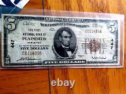Scarce 1929 $5 National Currency The First National Bank Of Plainfield Nj. #447