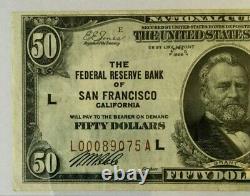 Series 1929 $50 National Currency Federal Reserve Bank Of San Francisco. 3845