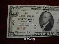 Series 1929 National Currency -nat'l Bank Of Pottstown $10 Note Solid Note