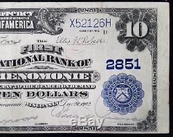 Series of 1902 $10.00 Nat'l Currency, First National Bank, Menomonie, Wisconsin