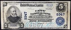 Series of 1902 $5.00 Nat'l Currency, City National Bank of Oshkosh, Wisconsin