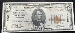 Tennessee Dyersburg $5 First-Citizens National Bank National Currency 1929 UNC