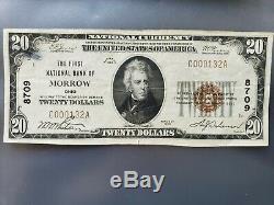 The First National Bank of Morrow Ohio Ch #8709 National Currency 1929 $20 Ty. 1