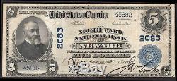 USA National Currency. North Ward National Bank Newark. 5 dollars. Series 19