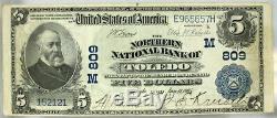 Vf 1902 $5 Northern National Bank Of Toledo Ohio Ch# 809 National Currency (21)