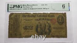 $1 1865 Erie Pennsylvania Ap Première Monnaie Nationale Note De La Banque Bill #870 Ace