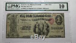 1 1865 $ Us Lawrence Massachusetts Ma Billet De Banque National - Bill Ch. # 1014 Ace