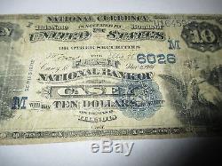 10 $ 1882 Casey Illinois IL Devise Nationale Note De Banque Bill N ° 6026 Valeur En Retour