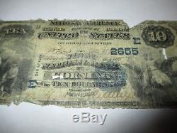 10 $ 1882 Corning New York Ny Banque De La Monnaie Nationale Note Bill # 2655 Rare