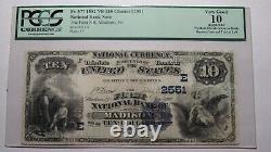 10 $ 1882 Madison New Jersey Nj Banque Nationale Monnaie Note Bill # 2551 Valeur Retour