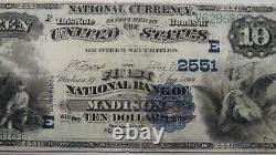 10 $ 1882 Madison New Jersey Nj Banque Nationale Monnaie Note Bill # 2551 Valeur Retour