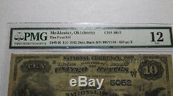 10 $ 1882 Mcalester Oklahoma Ok Banque Nationale Monnaie Note Bill Ch. # 5052 Date