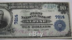10 $ 1902 Alpine Texas Tx Billet De La Monnaie Nationale Billet De Loi Ch. # 7214 Xf! Rare