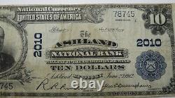 10 $ 1902 Ashland Kentucky Ky Monnaie Nationale Bill! Ch. N° 2010 Vf