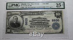 10 $ 1902 Atlantic City New Jersey Nj Banque Nationale Monnaie Note Bill # 8800 Vf25