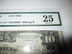 10 $ 1902 Billet De Banque National En Devise Faribault Minnesota, Mn Bill Ch. # 1863 Pmg