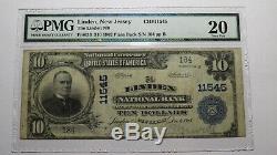 10 € 1902 Billet De Billet De Banque En Monnaie Nationale Linden New Jersey Nj! Ch. # 11545 Vf20