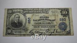 10 $ 1902 Billet De Billet De Banque En Monnaie Nationale Meriden Connecticut Ct! Ch. # 250 Fine