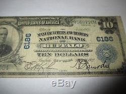 10 1902 $ Buffalo New York Ny Banque De Billets De Banque Nationale Note Bill! Ch. # 6186 Fine