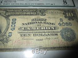 $ 10 1902 Cameron Texas Tx Note De Banque Nationale Bill Ch. # 4086 Pmg Graded
