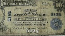 10 $ 1902 Collinsville Illinois IL Monnaie Nationale Note De La Banque Bill Ch. Numéro 6125