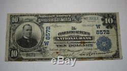 10 $ 1902 Colorado Colorado Springs Co Banque Nationale Monnaie Note Bill Ch. # 8572
