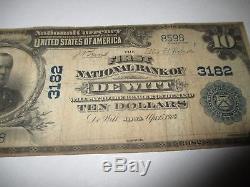 10 1902 $ De Witt Iowa Ia Billets De Banque De Billets De Banque Nationaux! Ch. # 3182 Fine