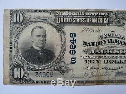 10 $ 1902 Facture De Billet De Banque En Monnaie Nationale Du Mississippi Ms De Jackson! # 6646 Fin