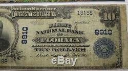 10 $ 1902 Florala Alabama Al Monnaie Nationale De Billets De Banque Bill Ch. # 8910 Pmg Fin