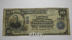 10 $ 1902 Frederick Maryland MD Monnaie Nationale Banque Note Bill Ch. #3476 Rare