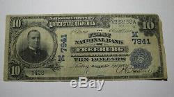 10 $ 1902 Freeburg Illinois IL Banque Nationale Monnaie Note Bill Ch. # 7941 Rare