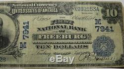 10 $ 1902 Freeburg Illinois IL Banque Nationale Monnaie Note Bill Ch. # 7941 Rare