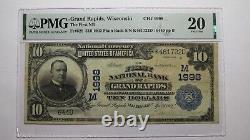 10 $ 1902 Grand Rapids Wisconsin Wi Monnaie Nationale Bill #1998 Vf20