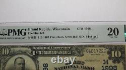 10 $ 1902 Grand Rapids Wisconsin Wi Monnaie Nationale Bill #1998 Vf20