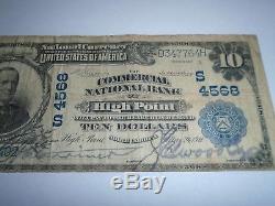 10 $ 1902 High Point Billets De Banque En Monnaie Nationale Caroline Du Nord Nc Bill Ch. # 4568