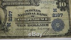 10 $ 1902 Indépendance Iowa Ia Facture Billet De Banque Nationale! Ch. # 2187 Fin