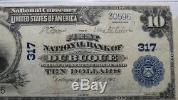 10 $ 1902 Iowa Ia Dubuque Banque Nationale Monnaie Note Bill Ch # 317 Pmg! Vf25