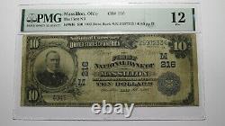 $10 1902 Massillon Ohio Oh National Monnaie Banque Note Bill Ch. #216 F12 Pmg