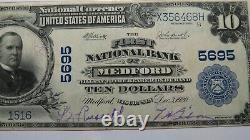 10 $ 1902 Medford Wisconsin Wi Monnaie Nationale Bill #5695 Vf35 Pmg