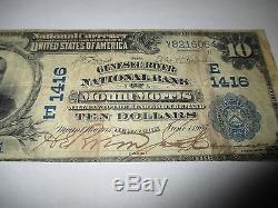$ 10 1902 Mont Morris New York Ny Note De La Banque Monétaire Nationale Bill! # 1416 Rare