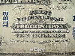 10 1902 $ Morristown New Jersey Nj Banque Nationale De Billets De Banque Bill! Ch. # 1188