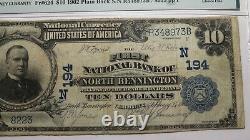 10 $ 1902 North Bennington Vermont Monnaie Nationale Note Bill #194 F15 Pmg