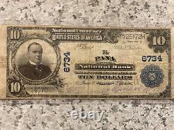$10 1902 Pana Illinois IL Monnaie Nationale Banque Bill Charte #6734