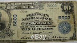 10 $ 1902 Pensacola En Floride Fl Banque Nationale Monnaie Note Bill! Ch. # 5603 Rare