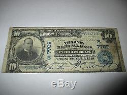 10 $ 1902 Petersburg Virginia Va Billet De Banque En Monnaie Nationale! Ch # 7709 Amende