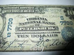 10 $ 1902 Petersburg Virginia Va Billet De Banque En Monnaie Nationale! Ch # 7709 Amende