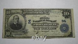 10 $ 1902 Port Jervis New York, Ny Banque Nationale Monnaie Note Bill! Ch # 94 Vf