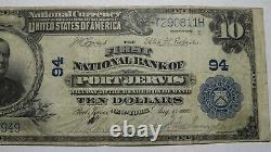 10 $ 1902 Port Jervis New York, Ny Banque Nationale Monnaie Note Bill! Ch # 94 Vf