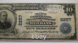 10 $ 1902 Red Bank New Jersey Nj Monnaie Nationale Bill #2257 Vf20 Pcgs