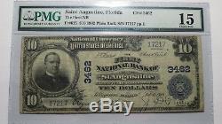 10 $ 1902 St. Augustine Florida Fl Billets De Banque En Billets De Banque Nationaux Bill Ch. # 3462 Pmg